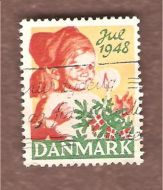 1948, julemerke fra Danmark, stempla.