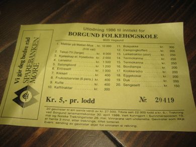 BORGUND FOLKEHØGSKOLE, 1986.