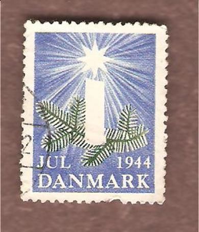 1944, julemerke fra Danmark, stempla.