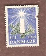 1944, julemerke fra Danmark, ustempla, med rift