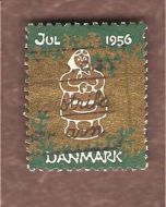 1956, julemerke fra Danmark, stempla.