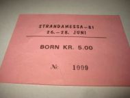 Strandamessa  26.- 28. JUNI 1981. Born kr 5.-