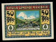 NOTGELD GEMEINDE MANEBACH. 1921