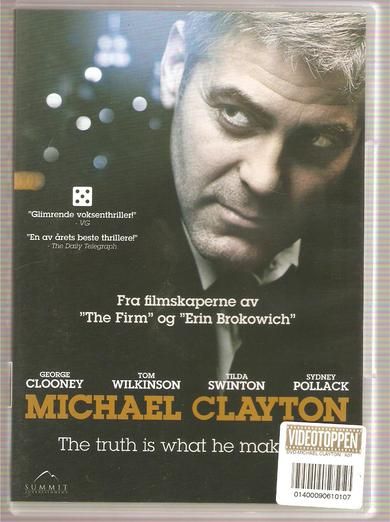 MICHAEL CLAYTON. The truth is what he make. 2007, 2 timer, 11 års aldersgrense.