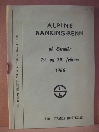 ALPINE RANKING RENN på Stranda 19. og 20. februar 1966. SLALOM.