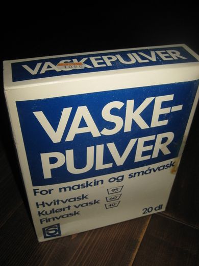 Uåpna pakke med innhold, VASKE PULVER fra Nordtend, Stavanger.70 tallet.