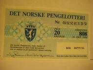 1984, trekning 808,                  DET NORSKE PENGELOTTERI.            Nr. 0899735.