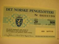 1984, trekning 808,                  DET NORSKE PENGELOTTERI.            Nr. 0899730.