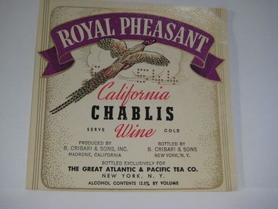 ROYAL PHEASANT CHABLIS WINE.