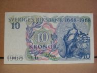 1968, 10 KRONOR, 0489375, pen seddel med bretter