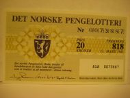 1985, trekning 818,                  DET NORSKE PENGELOTTERI.            Nr. 0073887.