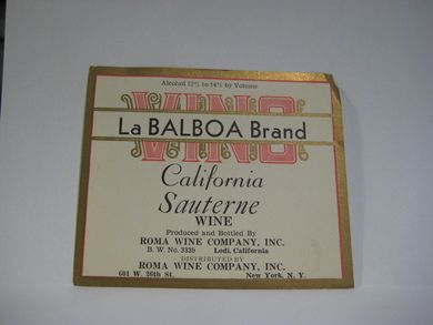 CALIFORNIA SAUTERNE WINE.