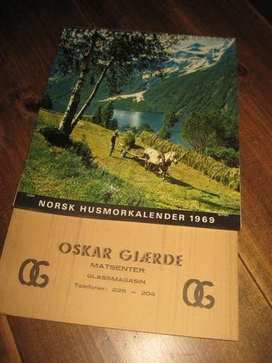 Strøken HUSMORKALLENDER fra OSKAR GJERDE MATSENTER, STRANDA, 1969.