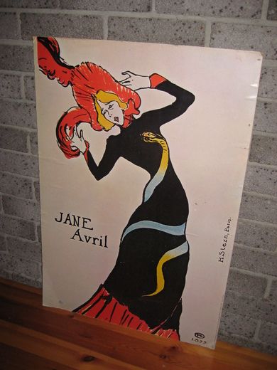 Eldre plakat i papp,  JANE AVRIL, ca 57*85 cm stor. Sjelden.