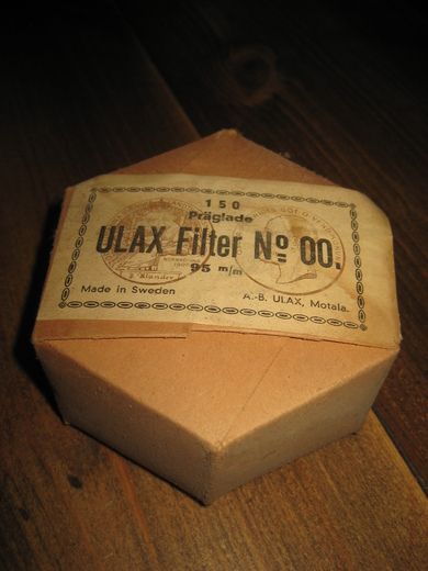 Uåpna ubrukt eske ULAX Filter No 00. 95 mm. 40 tallet. 