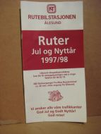 Rutebilstasjonen Ålesund. Ruter Jul og Nyttår 1997/98.