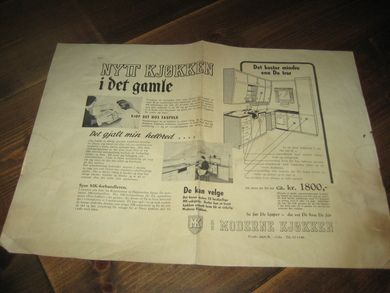 Reklamebrosjyre fra AS MODERNE KJØKKEN, OSLO, 50 tallet.