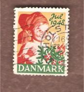 1948, julemerke fra Danmark, stempla.