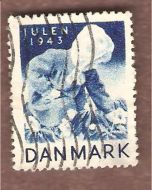 1943, julemerke fra Danmark, stempla.