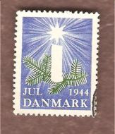 1944, julemerke fra Danmark, stempla.