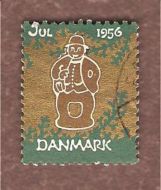 1956, julemerke fra Danmark, stempla.