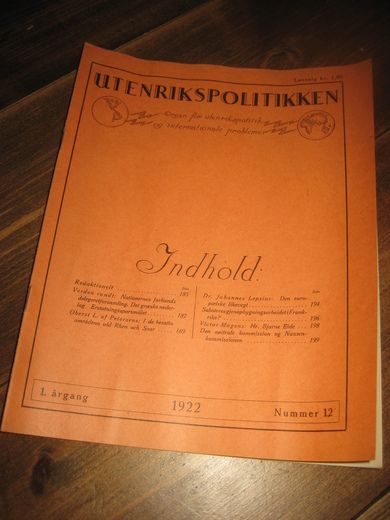 1922,nr 012, UTENRIKSPOLITIKKEN. 