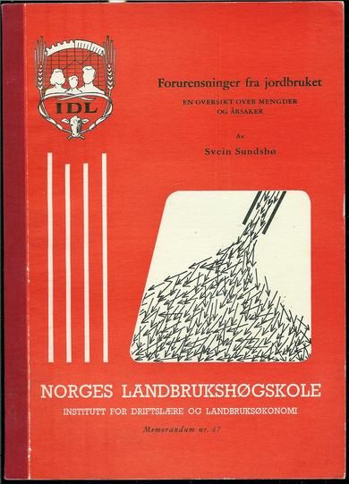 Sundsbø: Forurensinger fra jordbruket. 1970