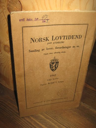 NORSK LOVTIDEND 2den avdeling 1942, 3die hefte.