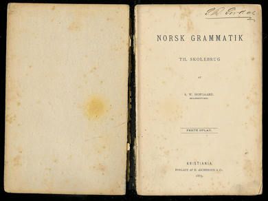 1885, Norsk GRAMMATIK til skolebrug af S.W.Hofgaard, femte oplag