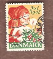 1948, julemerke fra Danmark, stempla.