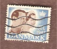 1947, julemerke fra Danmark, stempla.