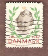 1942, julemerke fra Danmark, stempla.