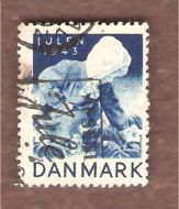 1943, julemerke fra Danmark, stempla.