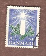 1944, julemerke fra Danmark, stempla.