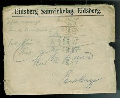 Brev fra Eidsberg Samvirkelag, 1923