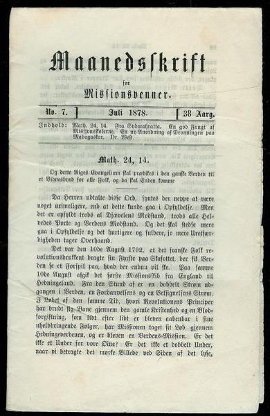 1878,nr 007, Maanedsskrift for Missionsvenner.