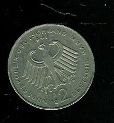 1991, 2 deutsche mark