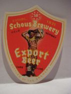 Schous Bryggeri, Export Beer, ca 4 cm høg. Rød. 30 tallet.