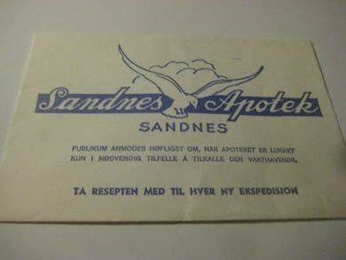 SANDNES APOTEK, SANDNES, 60 tallet.