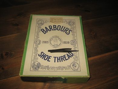 Eske uten innhold, BARBOUR'S SHOE THREAD. Fra Lisburn, N. IRLAND, 60 tallet. 