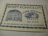 RESEPT KONVOLUTT, SVANE APOTEKET, BERGEN