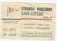 GAVE LOTTERI fra STRANDA ROKLUBB 1936-37.