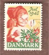 1948, julemerke fra Danmark, stempla.