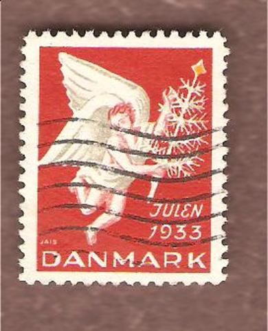 1933, julemerke fra Danmark, stempla.