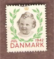 1942, julemerke fra Danmark, stempla.