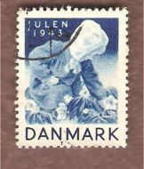 1943, julemerke fra Danmark, stempla.