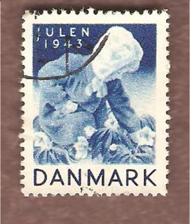 1943, julemerke fra Danmark, stempla.