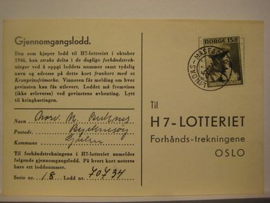 LINDÅS - MASFJORD 27.10.46. Lodd nr 70734.