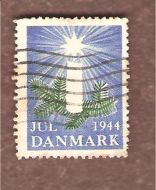 1944, julemerke fra Danmark, stempla.