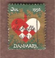 1956, julemerke fra Danmark, stempla.